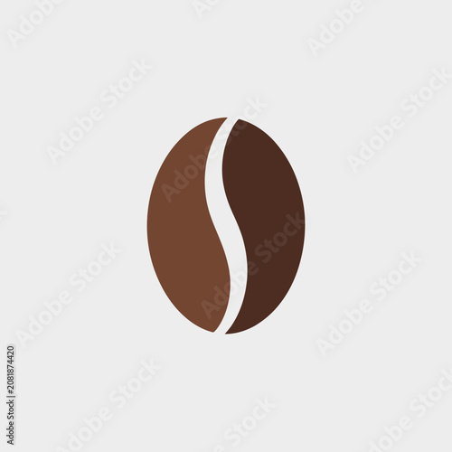 Simple brown coffee bean icon design.