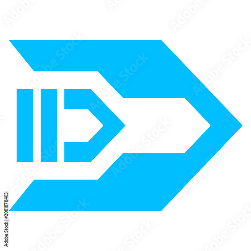 Linear blue outline arrow design for modern web user interface