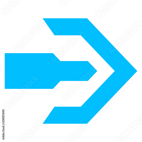 Modern tech blue hexagonal arrow for digital interface navigation