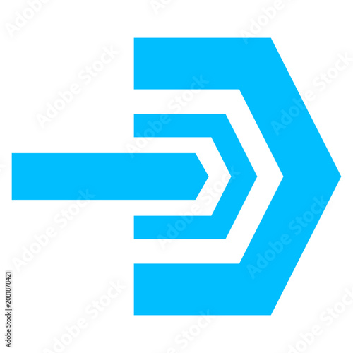 Minimalist blue geometric arrow symbol with modern sharp edges