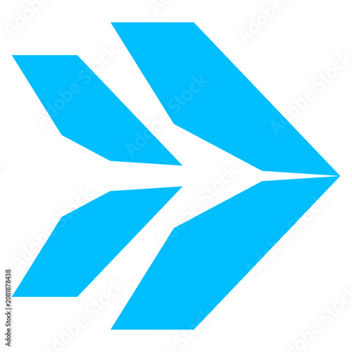 Simple blue split geometric arrow pointing forward