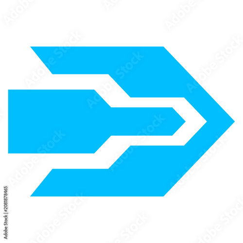 Sharp blue multi layered arrow design for directional progress