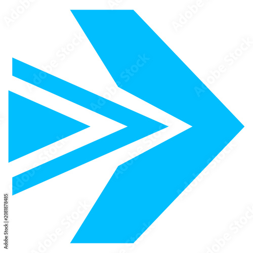 Dynamic blue angular arrow design for business and navigation