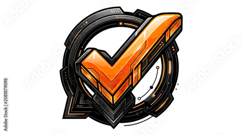 Canvastavla Orange Checkmark Symbol Icon Design.