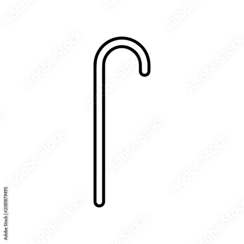 Black hook shaped like candy cane.