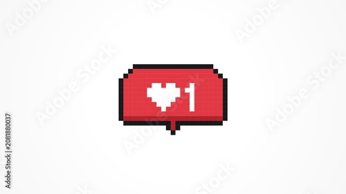 Pixel Art Heart Like Notification Icon Animation.