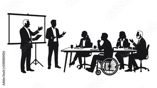 Silhouette of people in a business meeting