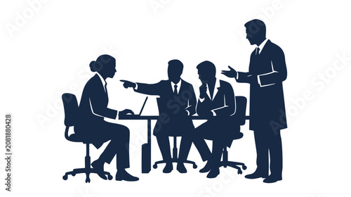 Silhouette of business people in a meeting