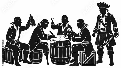 Silhouette of pirates celebrating Independence Day