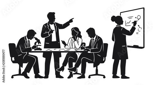 Silhouette of business people in a meeting