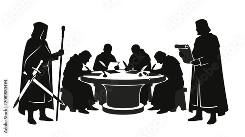 Silhouette of people gathered around a table on independence day