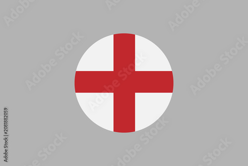 England Flag Icon - St George's Cross in Circular Shape on Grey Background