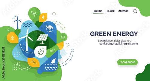 Eco friendly icons, green energy symbols, sustainable power, environmental vector graphics
