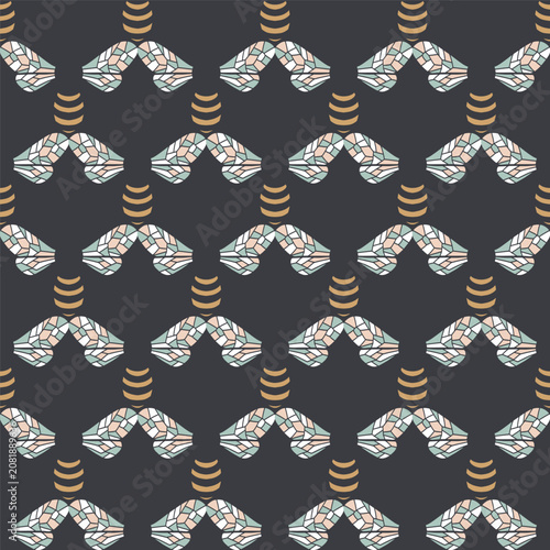Honey Bees in Black Vector Seamless Pattern