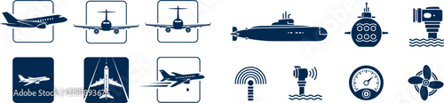 Fotografía A collection of various aircraft and transportation icons is displayed