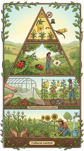 Integrated pest management pyramid for sustainable agriculture