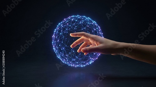 Futuristic Digital Sphere with Hand Interaction