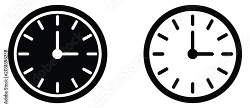 Fényképezés Clock Icons Featuring Time, Alarm, Schedule, Stopwatch and Timer Symbols, vector