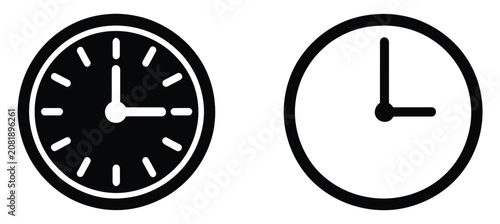 Vászonkép Clock Icons with Time, Watch, Countdown, Appointment and Scheduling Elements, ve