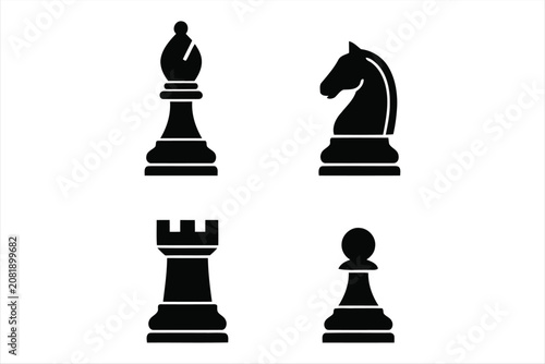 Photography Black chess bishop, knight, rook, and pawn pieces