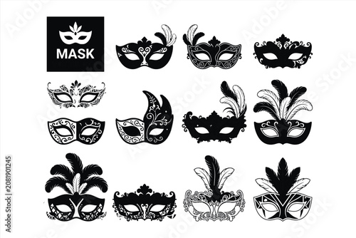 Set of masquerade carnival masks