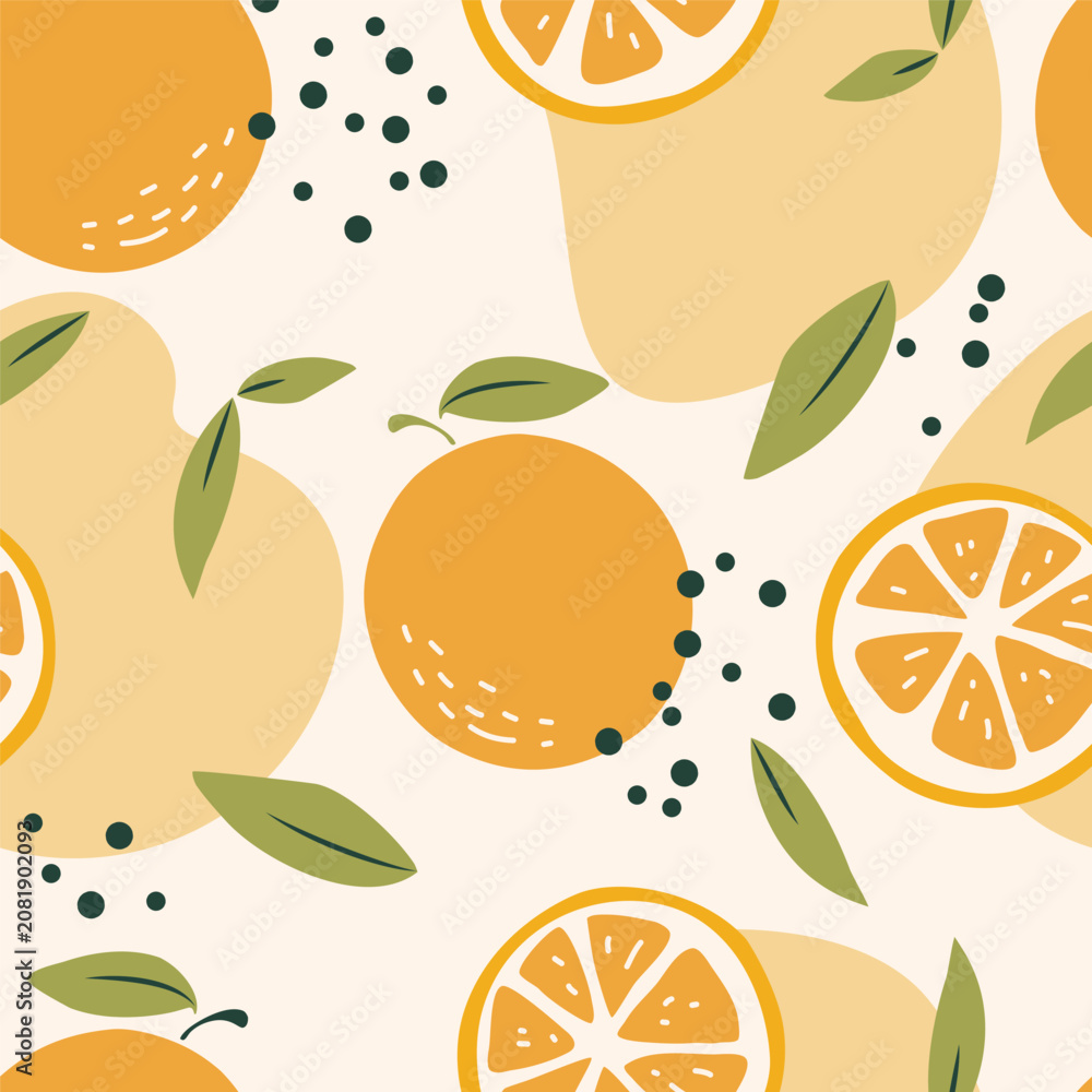 Foto Pattern featuring oranges, slices, and leaves