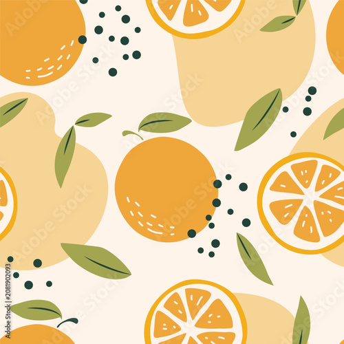 Foto Pattern featuring oranges, slices, and leaves
