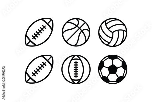 Set of various sports ball icons