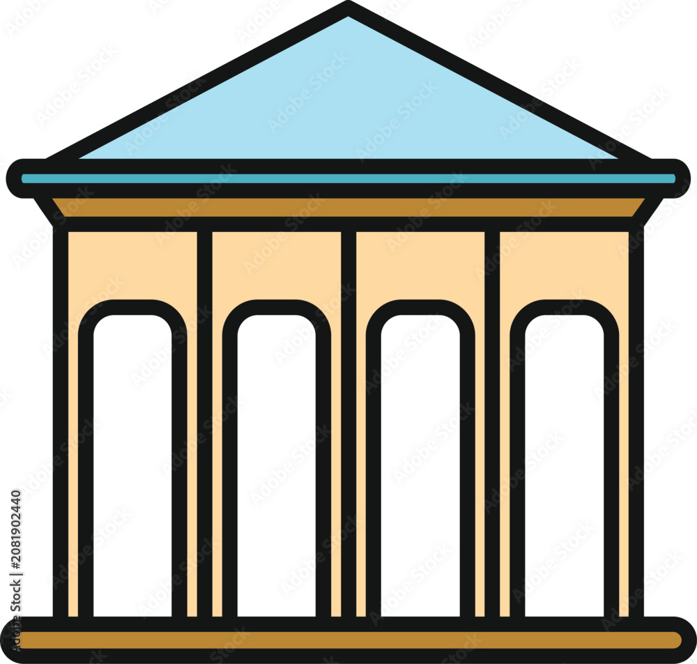 Obraz premium Classical architecture building vector icon representing knowledge, finance, or official institutions