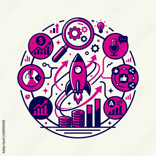 Startup Rocket Launching Success Business Growth Strategy Infographic