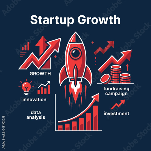 Startup Rocket Launching Towards Business Success and Financial Growth
