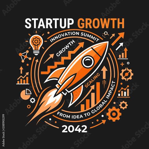 Startup Innovation Growth Rocket Launching To Global Impact