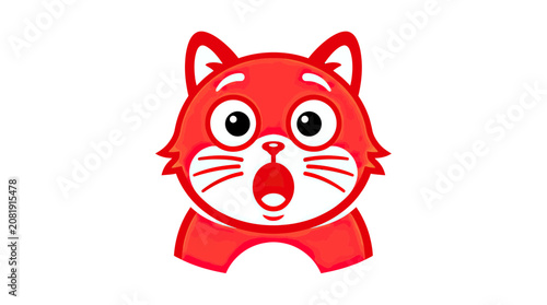 Foto Surprised Red Cat Face Illustration with Wide Eyes and Open Mouth