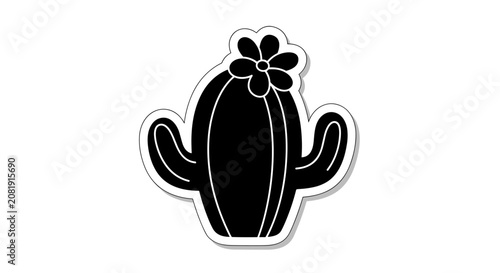 Black cactus with flower.