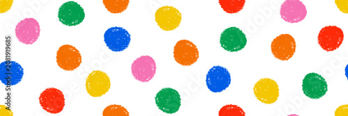 Tableau sur toile Multicolored chalk round shapes seamless pattern