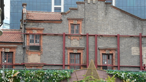 Photography The Shanghai city view with the old buildings as background in summer