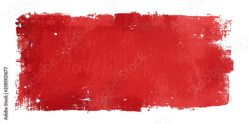 Grunge red paint brush strokes and splatter vector illustration on paper texture abstract art background with ink watercolor frame, flag banner decoration, dirty paint pattern