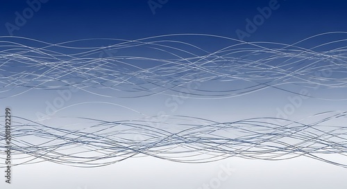 Abstract blue gradient background with flowing white wavy lines and elegant ethereal curves for modern digital design