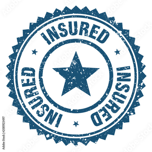 Tableau sur toile insured blue grunge round stamp. insured stamp