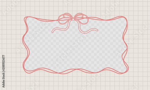 Trendy Vintage coquette ribbon frames and borders set. Doodle hand drawn romantic design template for Valentine s Day celebration, greeting card, wedding invitation, birthday, poster, menu Stock