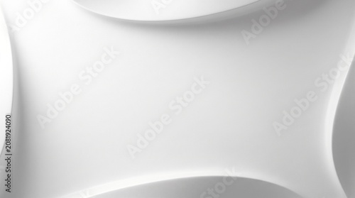 Abstract minimalist white background with gentle curves and shadows creating a serene and modern aesthetic