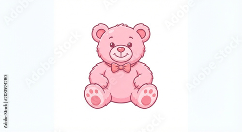 Foto Cute pink teddy bear with bow tie isolated on white background