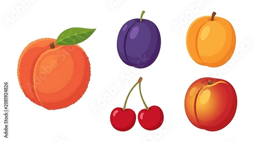 Colorful fresh fruits arranged in a row.
