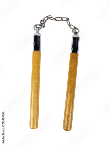 Wooden Nunchaku Martial Arts Training Weapon Isolated On Transparent Background PNG