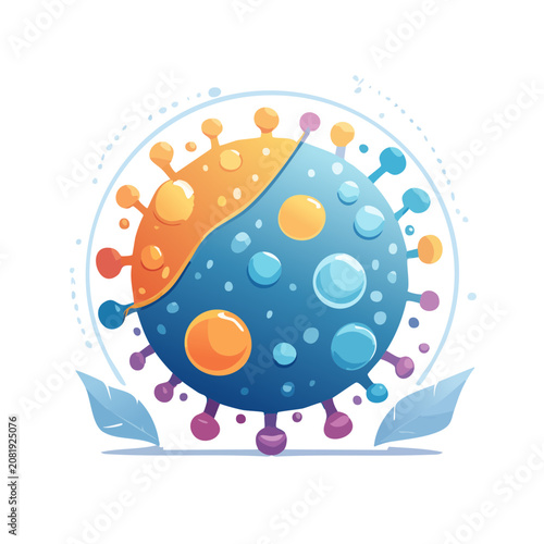 Colorful virus cell flat vector illustration