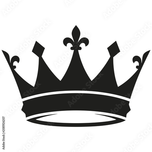 Tableau sur toile Black crown icon with fleurdelis and transparent background for royalty or nobil