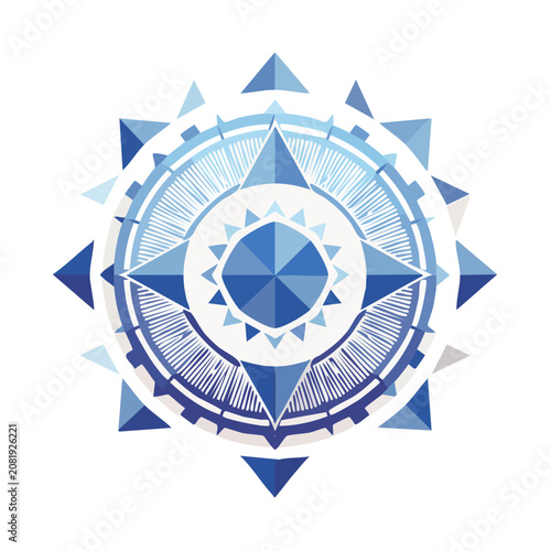 Flat design compass rose with geometric arrows