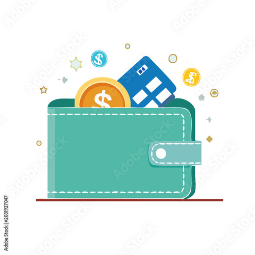 Wallet with Credit Card and Coins