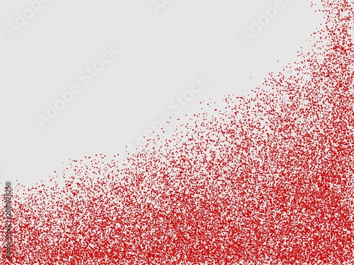 Foto Red particle dots scattered gradient on white background, abstract pointillist texture illustration with copy space