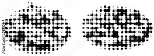 Fotografie Halftone cookie illustration with scattered chocolate chip patterns, circular do